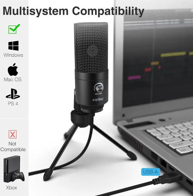 Alt view image 2 of 7 - FIFINE USB Microphone, Metal Condenser Recording Microphone for Laptop MAC or Windows Cardioid Studio Recording Vocals, Voice Overs,Streaming Broadcast and YouTube Videos-K669B