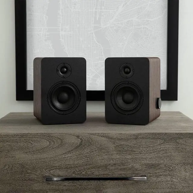 Alt view image 6 of 7 - Victrola Premiere M1 Powered Bookshelf Monitor Speakers (Pair) - 4" Woofer, 2" Tweeter & 60W Amplifier, Ideal Pairing for Premiere T1 Turntable, Built-In Bluetooth, Music Streaming