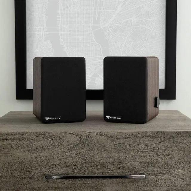 Alt view image 7 of 7 - Victrola Premiere M1 Powered Bookshelf Monitor Speakers (Pair) - 4" Woofer, 2" Tweeter & 60W Amplifier, Ideal Pairing for Premiere T1 Turntable, Built-In Bluetooth, Music Streaming