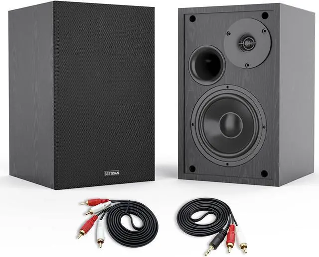 Main image of BESTISAN 4 Inch Powered Bookshelf Speakers with Deep Bass, Bluetooth 5.0 Studio Monitor Speakers, 2.0 Neared Field Audio Speakers with 2 RCA Line Input, Set of 2 Black-New Model