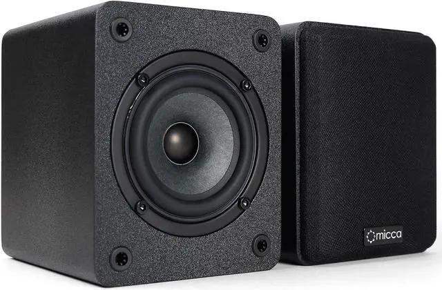 Alt view image 4 of 5 - Micca COVO-S 2-Way Passive Bookshelf Speakers, Amplifier Required, Not for Turntable, 3-Inch Woofer, 0.75-Inch Tweeter, Wall Mountable, Pair, Black