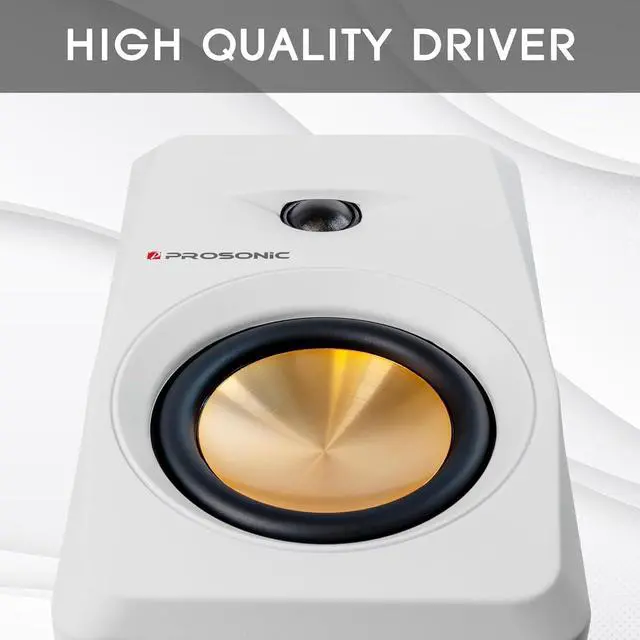 Alt view image 3 of 7 - Prosonic BT30 (2023 version) Active Powered Bluetooth Bookshelf Speakers, Studio Monitor, Home Theater, Turntable with Optical Input, Coaxial Input, 2X RCA Aux Line Input, 80 Watts, (White)