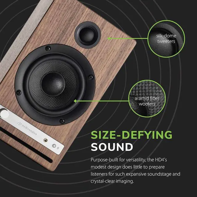 Alt view image 6 of 6 - HD4 24 Bit Bluetooth Bookshelf Speakers - TVs, Desktops, Stereos, Music, Movies and Gaming - Bluetooth aptX Adaptive 5.3
