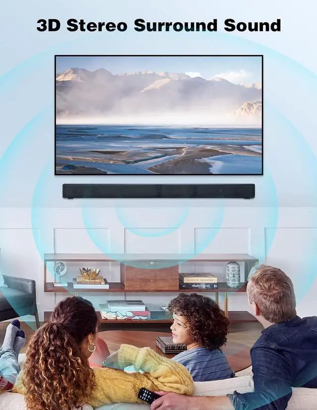 Alt view image 4 of 7 - 2 in 1 Separable Sound Bar for Smart TV, 2.2 Channel 32Inch Bluetooth 5.0 TV Speaker Surround System, Built-in Dual Subwoofer, Bass Adjustable, Remote Control Included(Sound Bar) by DT