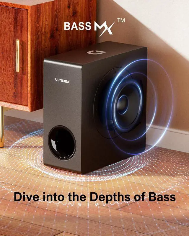 Alt view image 4 of 7 - 4.1ch Sound Bar for Smart TV with Subwoofer, Peak Power 200W, 2-in-1 Detachable Soundbar TV, Bluetooth 5.3, Bass Adjustable, 3 EQ Modes Bar, HDMI ARC/Optical/Aux, Apollo S50 by DT