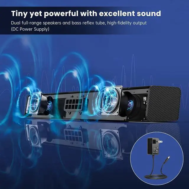 Alt view image 2 of 7 - Sound Bar, BESTISAN 50 Watts Soundbar with HDMI, Optical, AUX, USB,Sub Out and Bluetooth Connection, DSP, Bass Adjustable, 16 Inch, Mountable