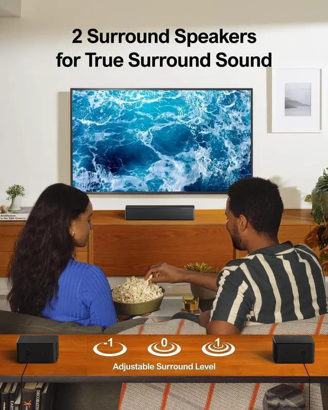 Alt view image 4 of 7 - 5.1 Sound Bar Compatible with Dolby Atmos, Peak Power 410W, Sound Bar for Smart TV with Subwoofer, 3D Surround Sound System for TV, Surround and Bass Adjustable Home Theater, Poseidon D60