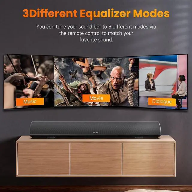 Alt view image 4 of 7 - 100Watt 40 Inch Soundbar, BESTISAN Sound Bar Wireless and Wired Audio Bluetooth 5.0 TV Speakers with HDMI-ARC Function (2023 Beef UP Version, DSP Audio, Bass Adjustable, Wall Mountable)