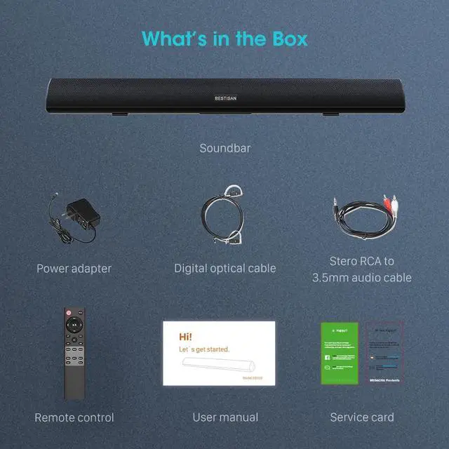 Alt view image 7 of 7 - BESTISAN 100 Watt 40 Inch TV Sound Bar, Home Theater System Wired and Wireless Soundbar Speaker(Bluetooth 5.0, 105dB, Dsp Audio, Bass Adjustable, Wall Mountable)