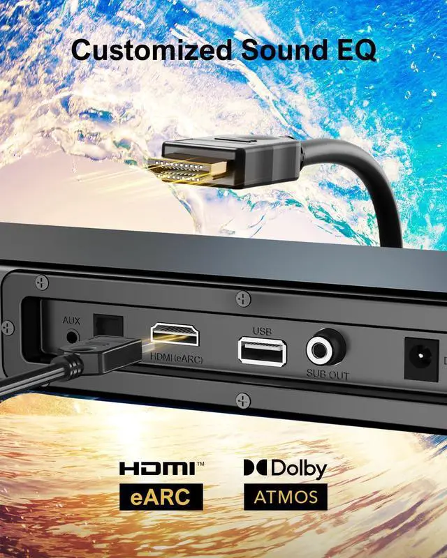 Alt view image 4 of 7 - Sound Bars for Smart TV with Dolby Atmos, 3D Surround System Speakers, 2.1 Soundbar Subwoofer, Bass Boost, Peak Power 190W, HDMI eARC, Nova S50, 2024 Upgrade by DT