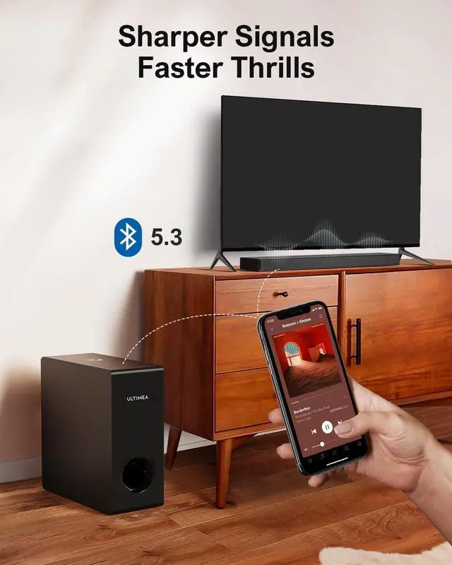 Alt view image 7 of 7 - Sound Bars for Smart TV with Dolby Atmos, 3D Surround System Speakers, 2.1 Soundbar Subwoofer, Bass Boost, Peak Power 190W, HDMI eARC, Nova S50, 2024 Upgrade by DT
