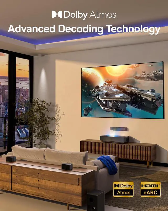 Alt view image 6 of 7 - 5.1 Sound Bar Compatible with Dolby Atmos, Peak Power 410W, Sound Bar for Smart TV with Subwoofer, 3D Surround Sound System for TV, Surround and Bass Adjustable Home Theater, Poseidon D60