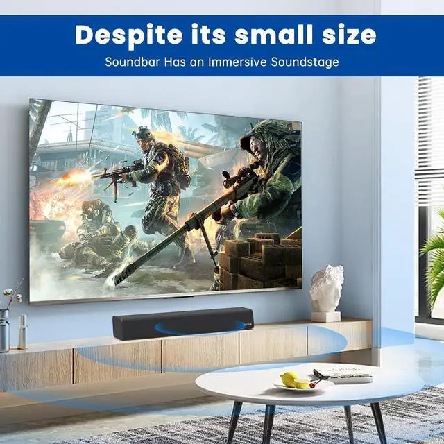 Alt view image 6 of 7 - BESTISAN Sound Bars for TV, PC, Gaming, Monitor, 50 Watts Sound Bar with Bluetooth 5.0/HDMI ARC/Optical/Sub Out/AUX/USB Connections, 3 Audio Modes, Bass Adjustable, 16 Inch, Wall Mountable (Black)