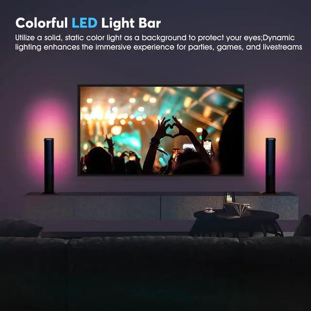 Alt view image 3 of 7 - Sound Bars for TV with Built-in Subwoofer, Colorful LED Light Bar Speakers, 2.2ch 32 Inches Detachable Soundbar, Bluetooth 5.3/ARC/Optical/AUX/USB Connection for Home, Parties