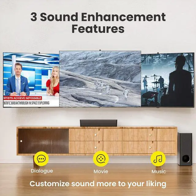 Alt view image 4 of 6 - PHEANOO 2.1 Compact Sound Bars for TV with Subwoofer, HDMI ARC/Bluetooth 5.0/Optical/AUX/RCA Connection, Remote Control, Adjustable Bass, Wall Mountable  P15, 140W, 16 inch, Black
