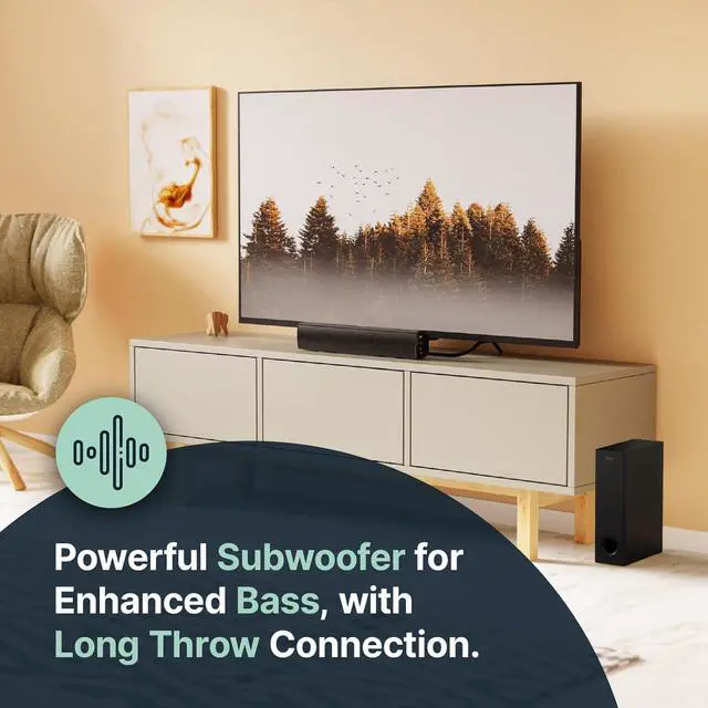 Alt view image 4 of 7 - Majority Soundbar with Subwoofer for TV, 15 inch Bluetooth Sound Bar 100 Watts, Home Audio Speaker, Small TV and PC Soundbar | AUX, RCA, Optical, USB | Gaming, Music, Movies Bowfell Plus