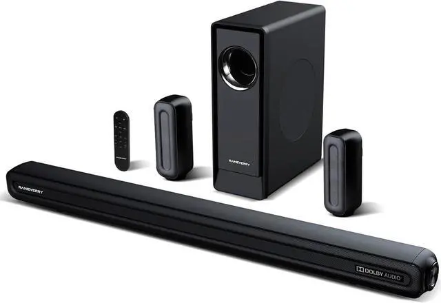 Main image of 5.1 CH Surround Sound Bar with Dolby Audio, Sound Bars for TV, Wireless Subwoofer & Rear Speaker, Dolby Digital Plus, Bluetooth 5.3, Surround Sound System for Home Theater, 4K & HD TVs| HDMI & Optical