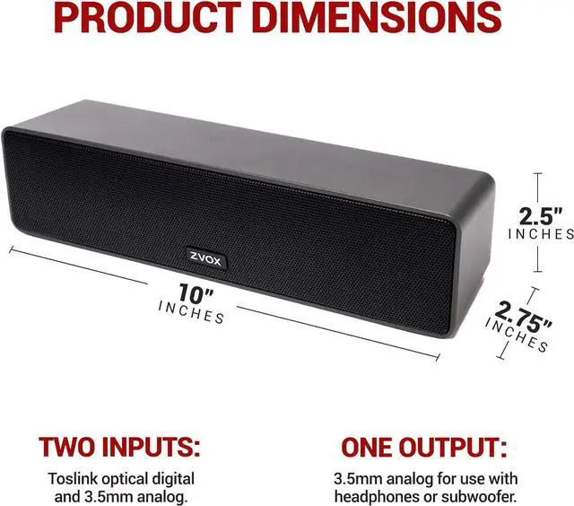 Alt view image 2 of 7 - ZVOX AccuVoice AV100 Compact TV Soundbar Speaker with 6 Levels of Voice Boost, Black