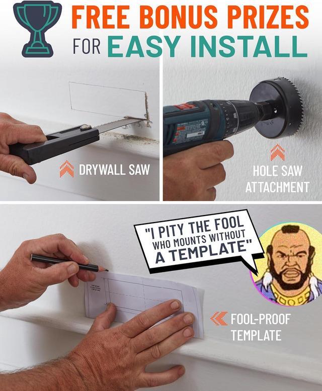 Alt view image 6 of 7 - ECHOGEAR in Wall Cable Management Kit for TV & Soundbar - Cable Concealer & Power Kit - Power Devices & Hide All TV Cables Behind The Wall - includes Circle Saw Drill Attachment & Drywall Hand Saw