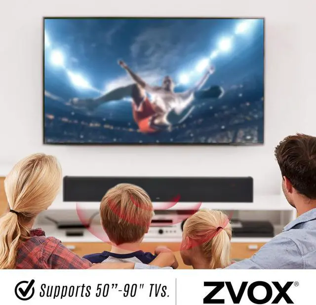Alt view image 6 of 7 - ZVOX SB500 Soundbar for TV, Home Speaker Bar Works with 50" to 90" TVs, Soundbar with Subwoofer Built-in, 6 Modes AccuVoice Dialogue Boost, Multi-Zone Audio and Hearing Technology