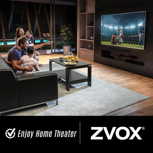 Alt view image 7 of 7 - ZVOX SB500 Soundbar for TV, Home Speaker Bar Works with 50" to 90" TVs, Soundbar with Subwoofer Built-in, 6 Modes AccuVoice Dialogue Boost, Multi-Zone Audio and Hearing Technology