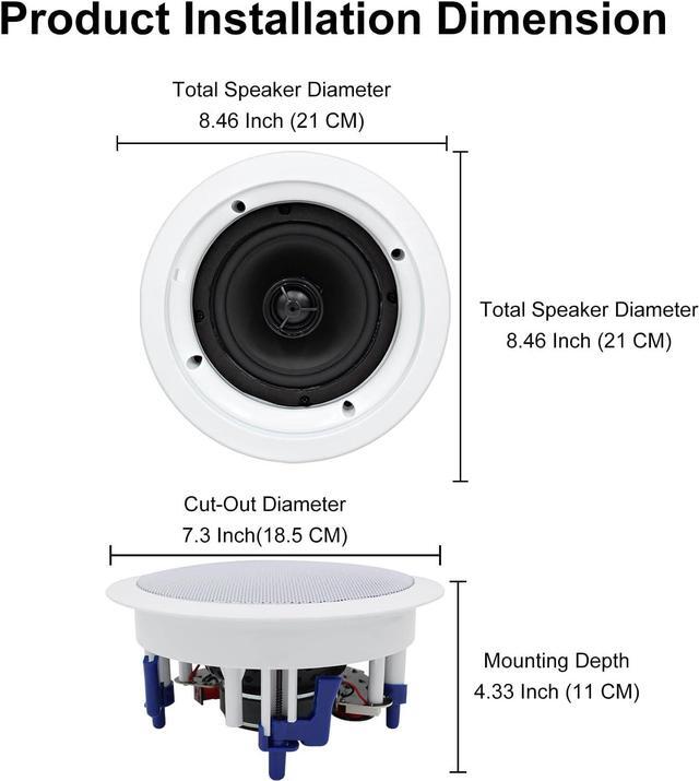 Alt view image 5 of 7 - 5.25 Inch Bluetooth Ceiling Speakers Home Recessed Speaker System 300 Watts Suitable for Humid,Kitchen,Bedroom,Bathroom,Covered Patio (A Pair)
