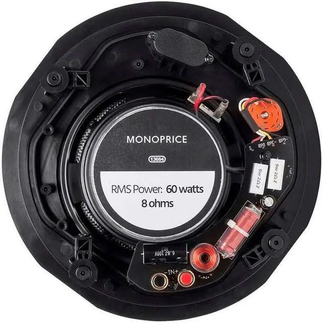 Alt view image 4 of 6 - Monoprice Alpha 2-Way Ceiling Speakers - 6.5 Inch (Pair) Carbon Fiber, Paintable Magnetic Grille, Louder with Less Power,BLACK/WHITE