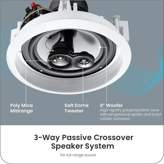 Alt view image 3 of 7 - Acoustic Audio CS-IC83 in Ceiling 8" Speaker 3 Pair Pack 3 Way Home Theater 2100 Watt