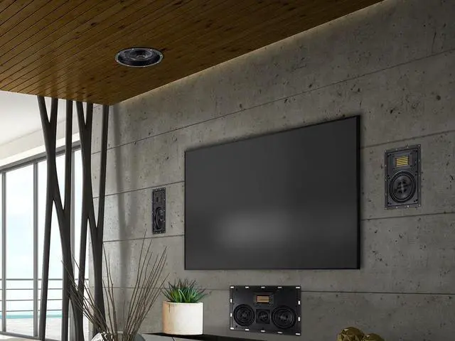Alt view image 6 of 6 - Monoprice Amber 2-Way Carbon Fiber Ceiling Speakers - 6.5 Inch with Magnetic Grille and Ribbon Tweeter (Pair) Black