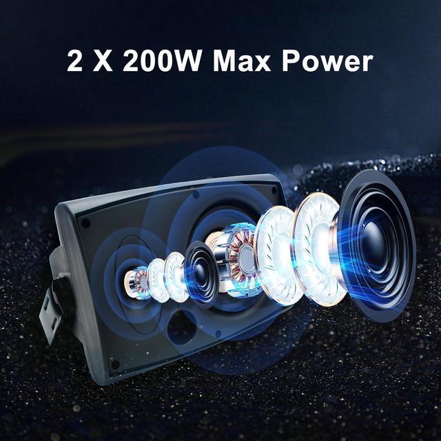 Alt view image 2 of 7 - 6.5 Inch Outdoor Speakers Wall-Mounted 400W Black - Weatherproof and High-Performance Audio Solution