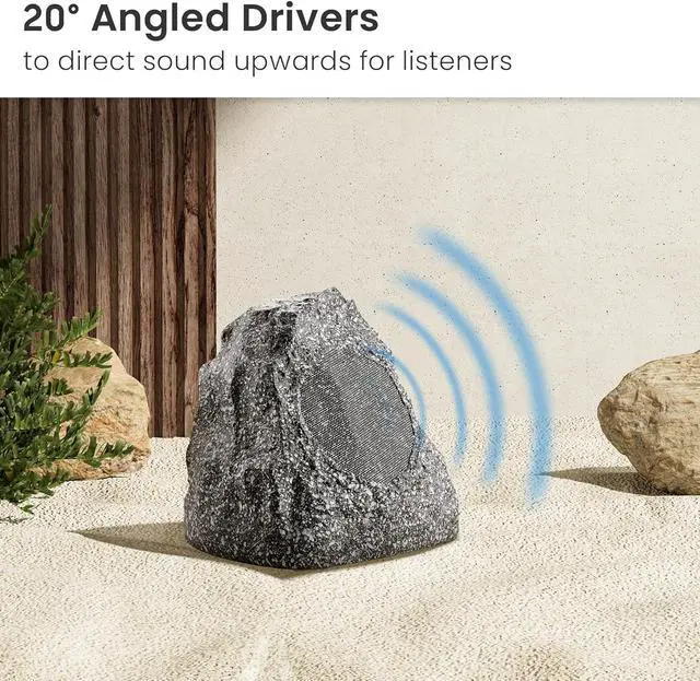Alt view image 4 of 7 - Theater Solutions 4R4G New Wired Outdoor Garden Waterproof Granite Rock Patio Speakers (set of 4)