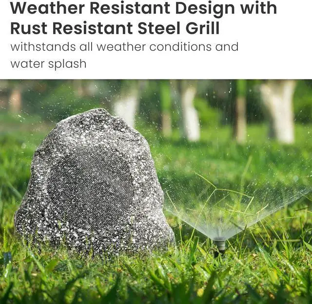 Alt view image 7 of 7 - Theater Solutions 4R4G New Wired Outdoor Garden Waterproof Granite Rock Patio Speakers (set of 4)