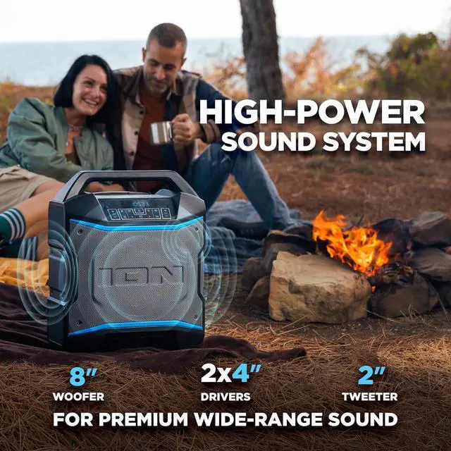 Alt view image 3 of 7 - ION Block Rocker - Portable Bluetooth Outdoor Party Speaker with Karaoke Microphone, Battery, 4 Speakers, Radio, USB Port, App, Water-Resistant, 120W