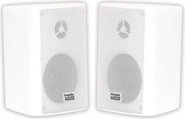Main image of Acoustic Audio by Goldwood AA351W 2 Way High Performance Indoor Outdoor 500W Speakers with Powerful Bass (1 Pair, White)