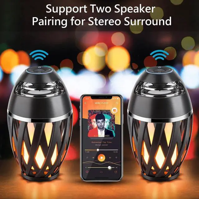 Alt view image 5 of 7 - Flame Outdoor Bluetooth Speakers, LED Table Lamp Speaker, Flame Light Speaker, Portable Wireless Waterproof Outdoor/Indoor LED Flickers Speaker with Handle, Gifts for Men (A1+)