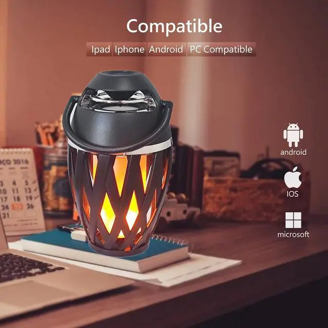 Alt view image 7 of 7 - Flame Outdoor Bluetooth Speakers, LED Table Lamp Speaker, Flame Light Speaker, Portable Wireless Waterproof Outdoor/Indoor LED Flickers Speaker with Handle, Gifts for Men (A1+)