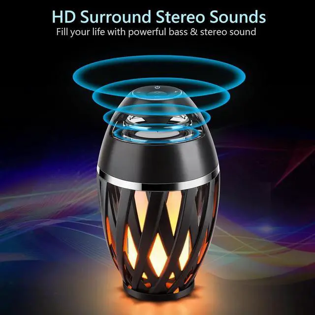 Alt view image 4 of 7 - Flame Outdoor Bluetooth Speakers, LED Table Lamp Speaker, Flame Light Speaker, Portable Wireless Waterproof Outdoor/Indoor LED Flickers Speaker with Handle, Gifts for Men (A1+)