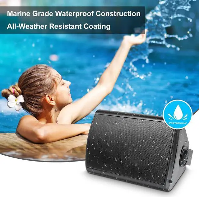 Alt view image 3 of 7 - 800W 6.5 Inch Outdoor Speakers Bluetooth Waterproof Wired with Superior Amplifier, Wall Mounted Sound System, Enhanced Bass & Durable, Mountable Swivel Brackets, for Patio Home (2 Pairs, White)
