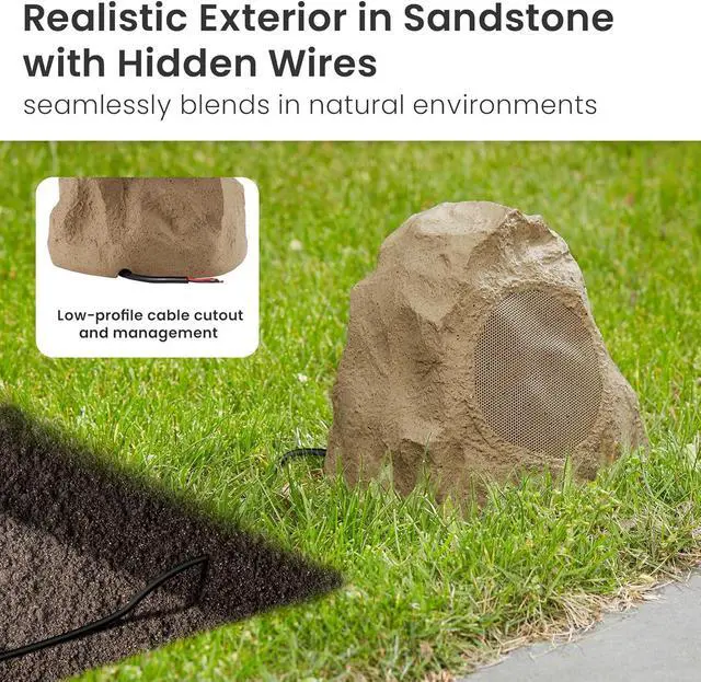 Alt view image 2 of 7 - Theater Solutions 4R4S Outdoor Weatherproof Sandstone Rock Speakers 4 Piece Set 1000 Watts