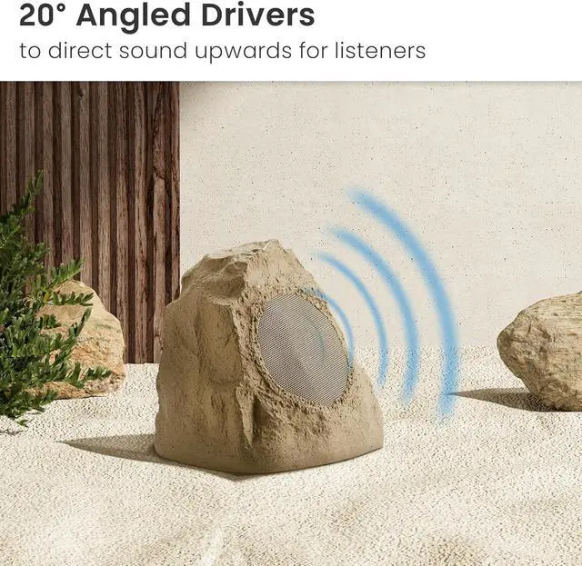 Alt view image 4 of 7 - Theater Solutions 4R4S Outdoor Weatherproof Sandstone Rock Speakers 4 Piece Set 1000 Watts