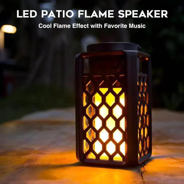 Alt view image 2 of 7 - Outdoor Bluetooth Speakers, Led Flame Torch Lantern, Waterproof Wireless Speaker with Wall Mount/Stake/Hook, Camping Patio Accessories, 10W Stereo Sound, BT5.0, Cool Gadgets for Porch Garden Party