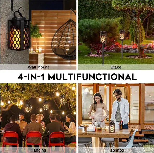 Alt view image 5 of 7 - Outdoor Bluetooth Speakers, Led Flame Torch Lantern, Waterproof Wireless Speaker with Wall Mount/Stake/Hook, Camping Patio Accessories, 10W Stereo Sound, BT5.0, Cool Gadgets for Porch Garden Party