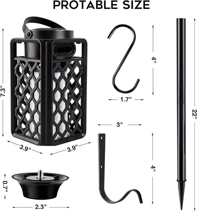 Alt view image 7 of 7 - Outdoor Bluetooth Speakers, Led Flame Torch Lantern, Waterproof Wireless Speaker with Wall Mount/Stake/Hook, Camping Patio Accessories, 10W Stereo Sound, BT5.0, Cool Gadgets for Porch Garden Party