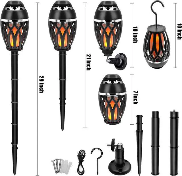 Alt view image 6 of 7 - LED Flame Speaker,Tiki Torch Atmosphere Light Speakers,Outdoor Bluetooth 5.0 Wireless Portable Waterproof Speaker for Porch Patio Yard Party Camping,Electronics Gifts for Men Women