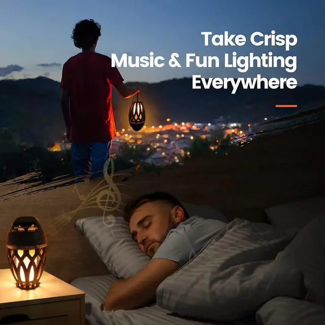 Alt view image 7 of 7 - LED Flame Speaker,Tiki Torch Atmosphere Light Speakers,Outdoor Bluetooth 5.0 Wireless Portable Waterproof Speaker for Porch Patio Yard Party Camping,Electronics Gifts for Men Women