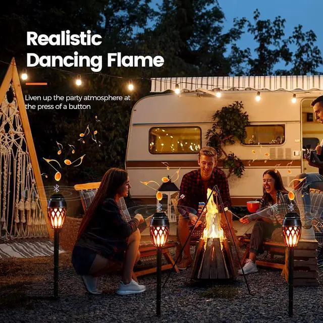 Alt view image 2 of 7 - LED Flame Speaker,Tiki Torch Atmosphere Light Speakers,Outdoor Bluetooth 5.0 Wireless Portable Waterproof Speaker for Porch Patio Yard Party Camping,Electronics Gifts for Men Women