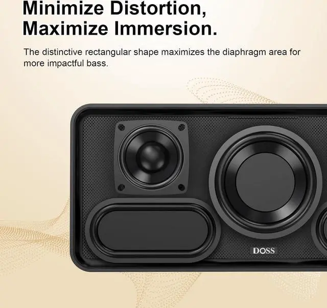 Alt view image 4 of 7 - DOSS SoundBox XL Bluetooth Speaker with Subwoofer, 32W Loud Sound with Booming Bass, Dual DSP Technologies, 10H Playtime, USB-C, TWS, 2.1 Sound Channel Home Speaker for Indoor, and Office-Upgraded