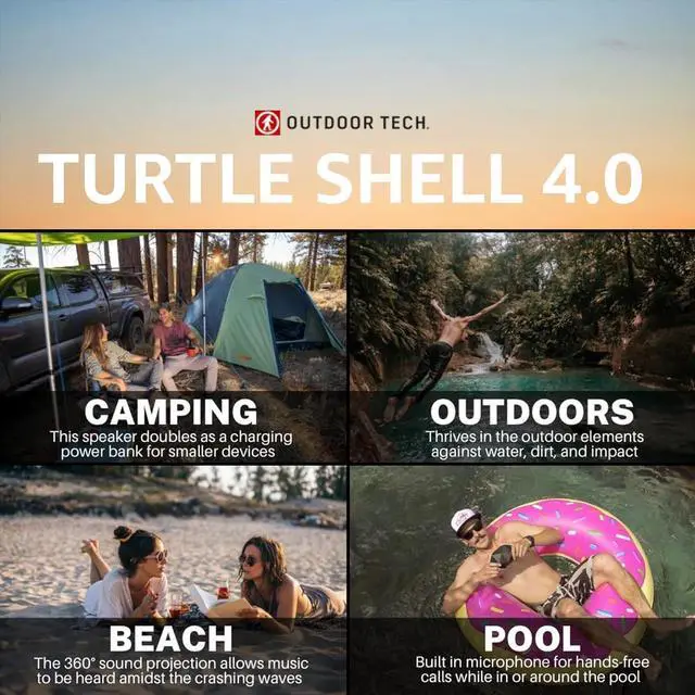 Alt view image 5 of 7 - Outdoor Tech - Turtle Shell 4.0 Portable Rugged Wireless Bluetooth Speaker - 360 Degree Sound with Hi-Fi Audio - IPX7-Rated Waterproof, Dustproof, and Shockproof