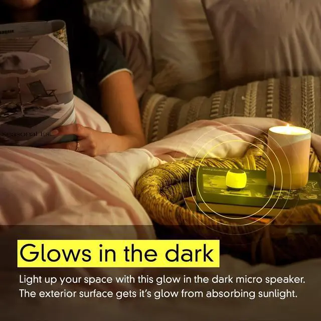 Alt view image 2 of 5 - U Micro Speaker | Glow in Dark | Stylish Small Portable Wireless Bluetooth 5.0 | Built-in Mic & Remote Shutter | Perfect Speaker for Parties, Travel! Mini Device, Rich Sound | Glow Yellow