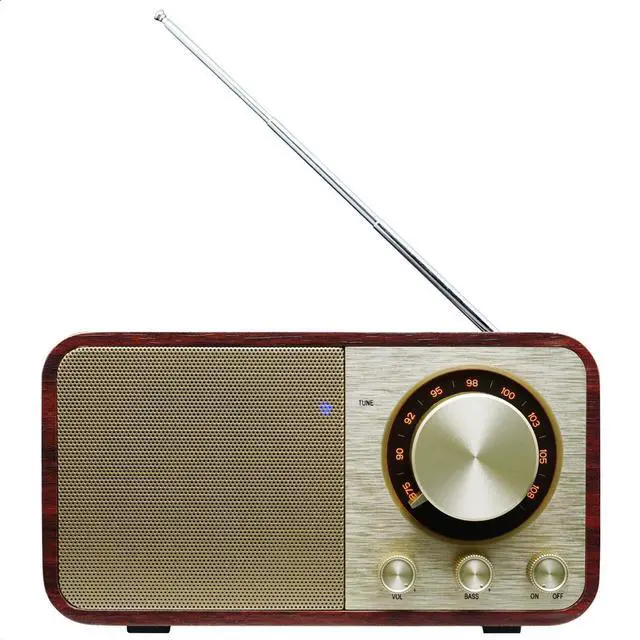 Main image of FM Radio with Bluetooth Retro Bluetooth Speaker Vintage Radio with SD/USB Memory Music Player Function, Wireless Streaming from Smartphone, Up to 10 Hours Playback (Walnut)
